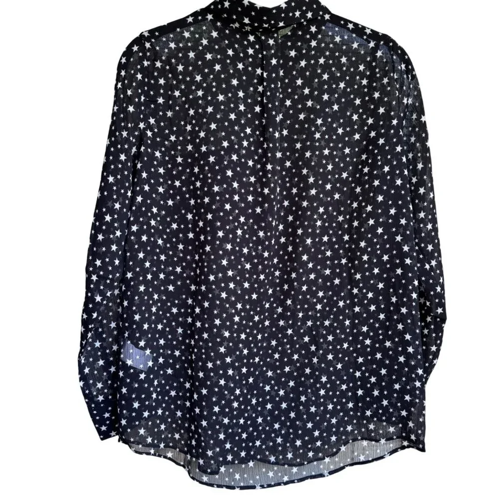 Love for Humanity Couture Button Down Shirt sz Small Stars Black w/ White Stars - Picture 4 of 10